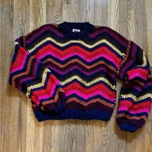 Farm Rio Colorful Waves crochet sweater